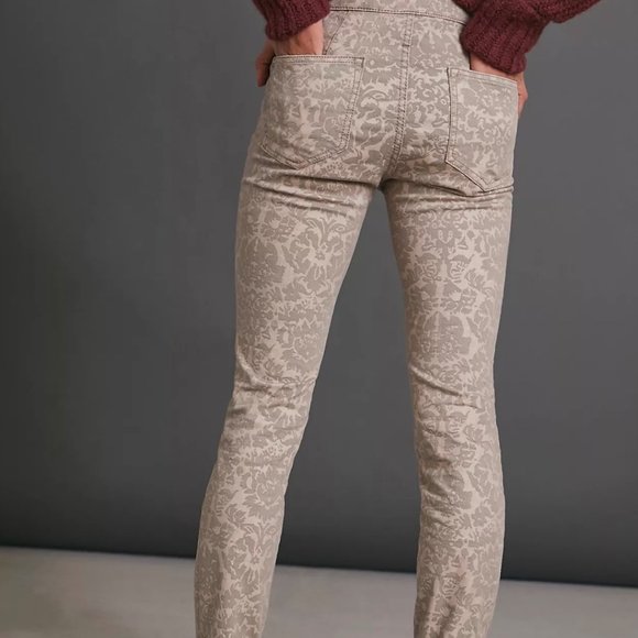 Anthropologie Pilcro Flocked High-Rise Jean Pants Floral Design Size 30 - Picture 2 of 8